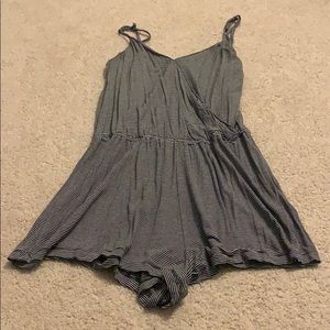 Navy blue and white stripped romper